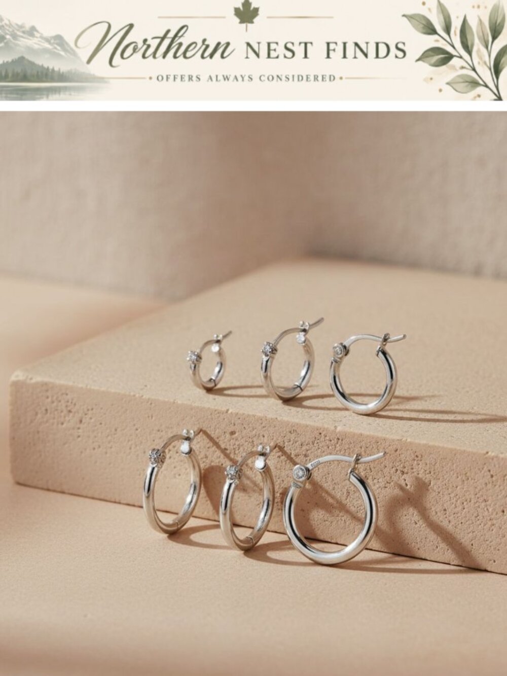 Sterling Silver Hoop Earrings Set 5 Pairs Hypoallergenic Sleeper Small Hoops